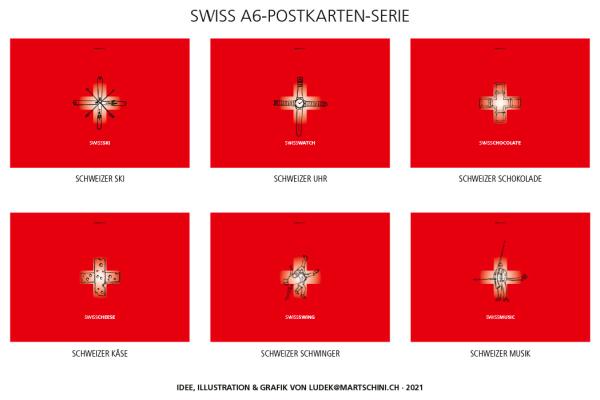 Swiss A6-Postkarten-Serie